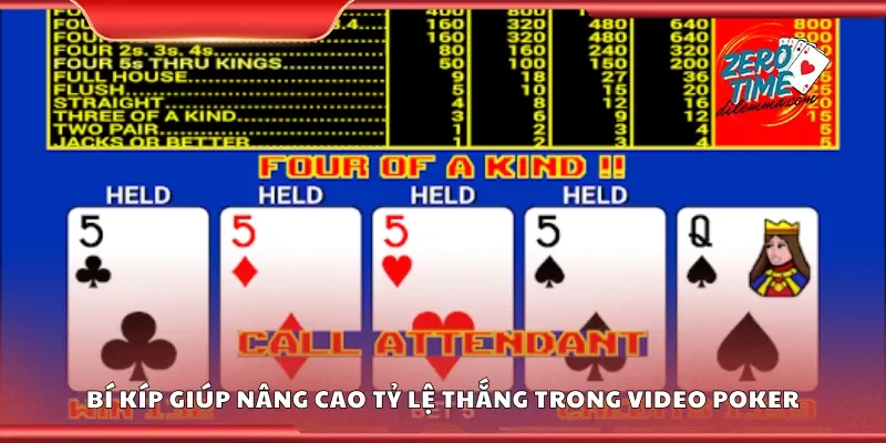 Bí kíp giúp nâng cao tỷ lệ thắng trong video poker